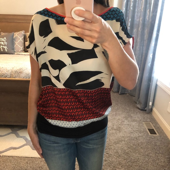 Express Multi Colored Printed Blouse - Picture 1 of 5